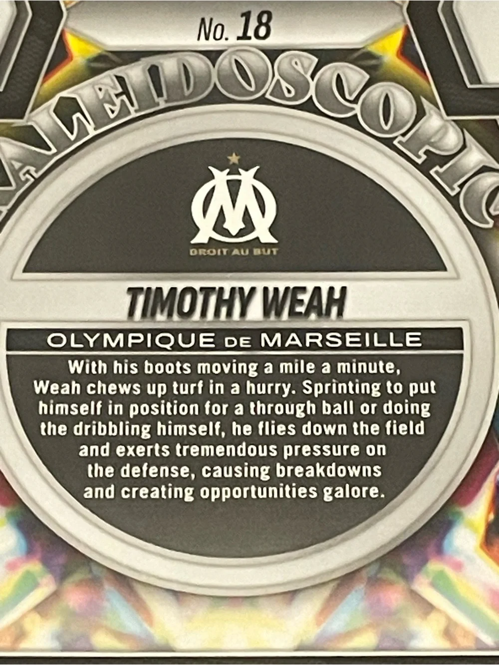 Panini 2023-24 Prizm FIFA Soccer Kaleidoscopic Timothy Weah #18 Marseille Insert